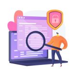 Computer forensic science. Digital evidence analysis, cybercrime investigation, data recovering. Cybersecurity expert identifying fraudulent activity. Vector isolated concept metaphor illustration